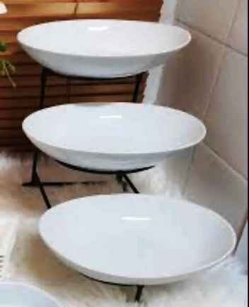 WHITE CERAMIC PLATE  14/12/10 INCH   (QTY/CTN 6.00  SET)