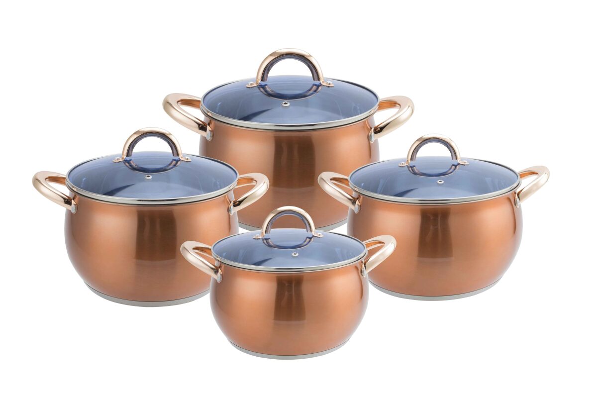 8PCS STAINLESS STEEL COOPER COOKWARE APPLE SET ITEM (QTY/CTN 2 SET)