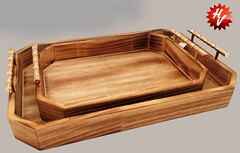 GOLD WOOD COLOR TRAY 35*35*7.5CM 30*30*7.5CM WOOD+PLASTIC 
