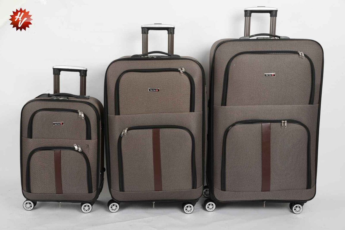 BROWN SOF FABRIC SUITCASE SET 32/28/20 INCH