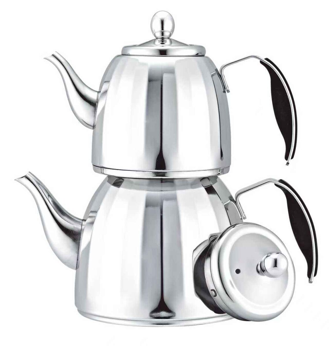 SILVER S/S DOUBLE LAYERED TEAPOT 1.0L+2.0L (QTY/CTN  18SET)