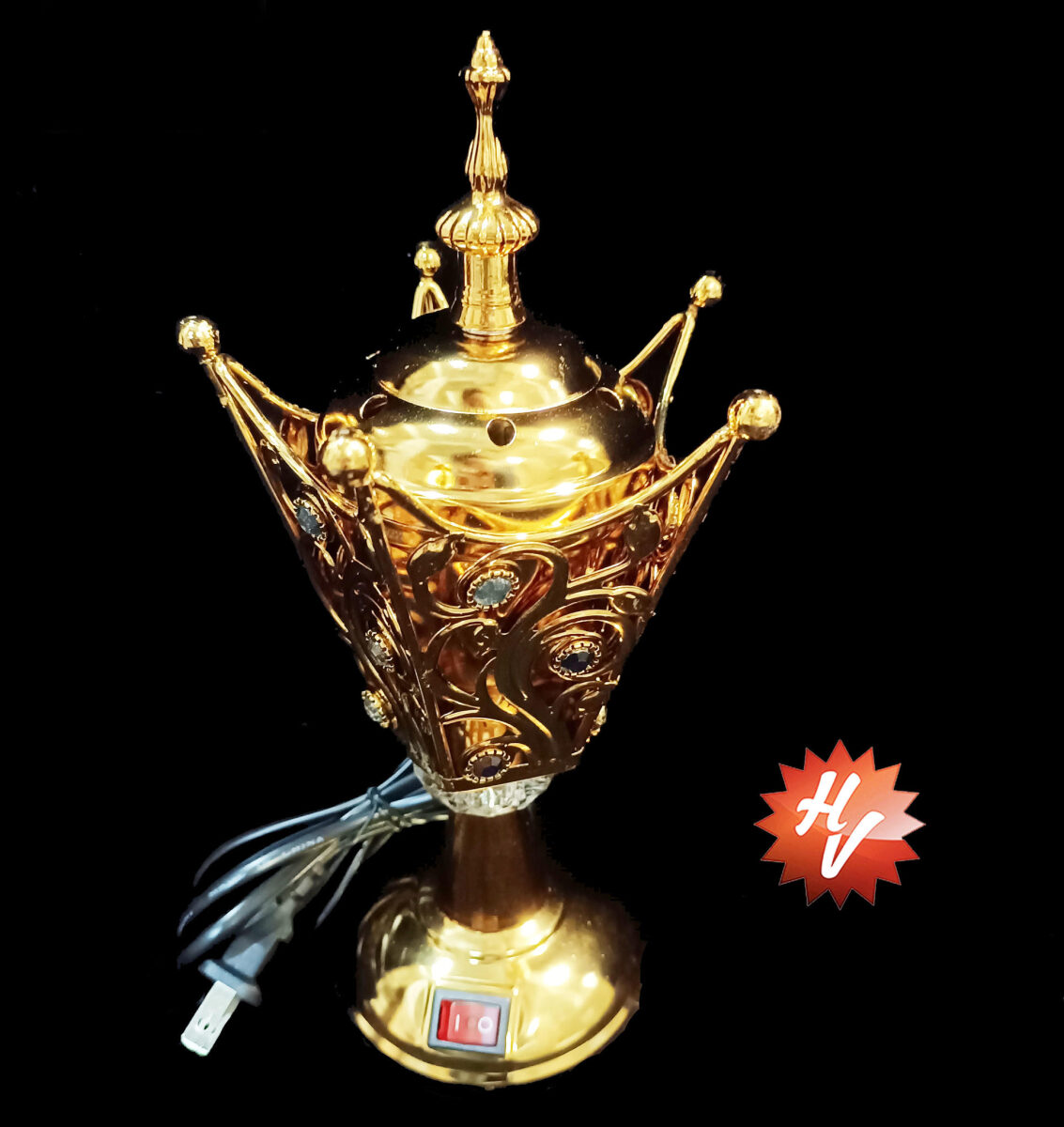 INCENSE BURNER GOLD 110V 12*12*20.6CM(QTY/CTN 36PCS)