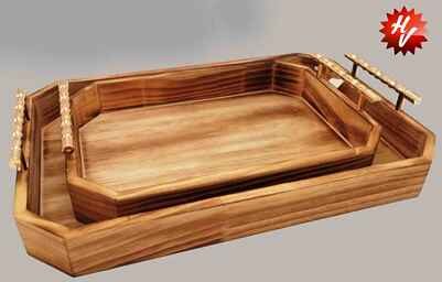 WOOD COLOR TRAY 35*35*7.5CM 30*30*7.5CM WOOD+PLASTIC 