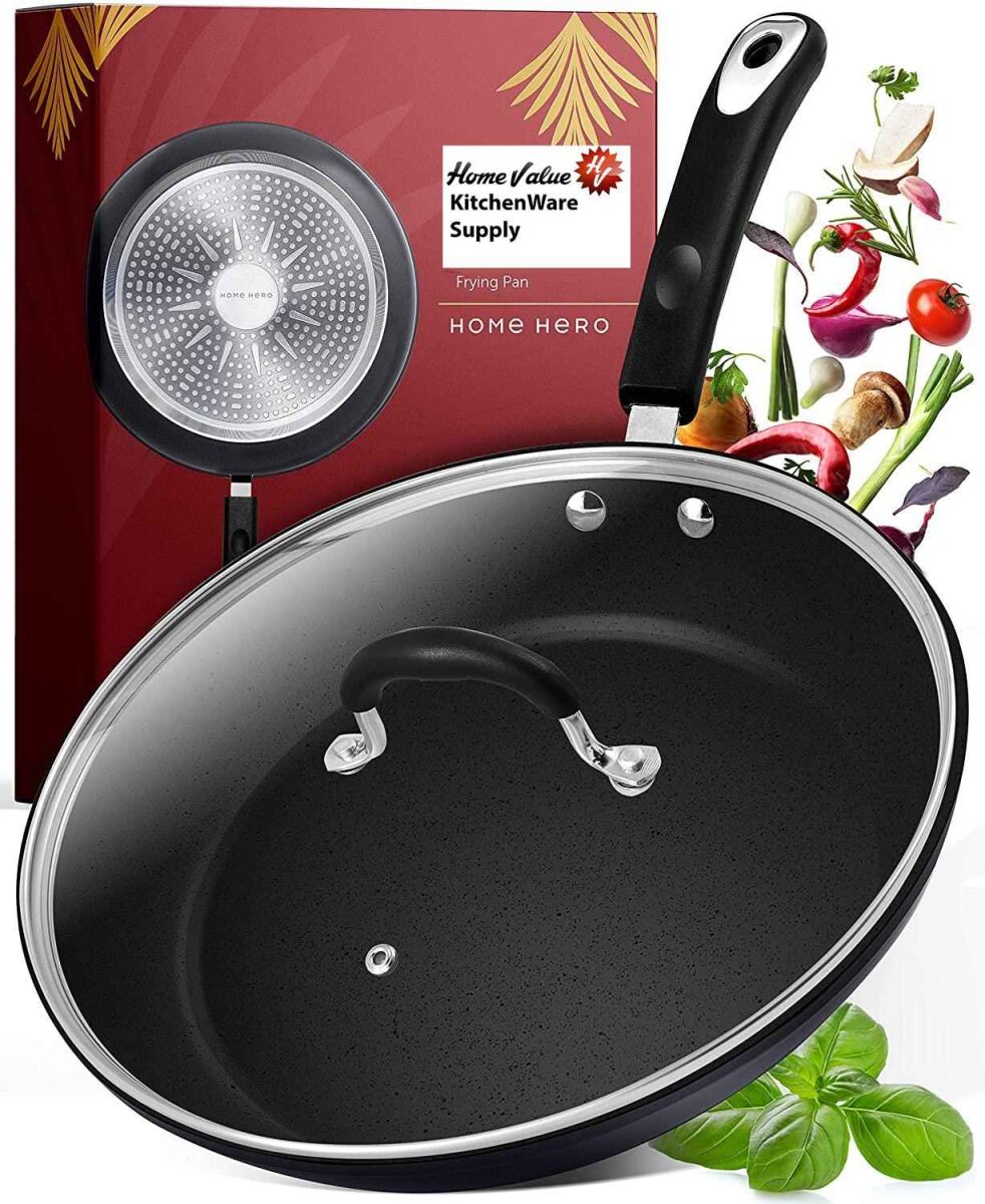 8" FRY PAN W/GLASS LID - BLACK (QTY/CTN 4 PCS)