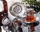TURKISH TEA AND MIRRA  SET 6 PERSON -SILVER 6 CUP + 6 SAUCER  (QTY/CTN 10 SET)
