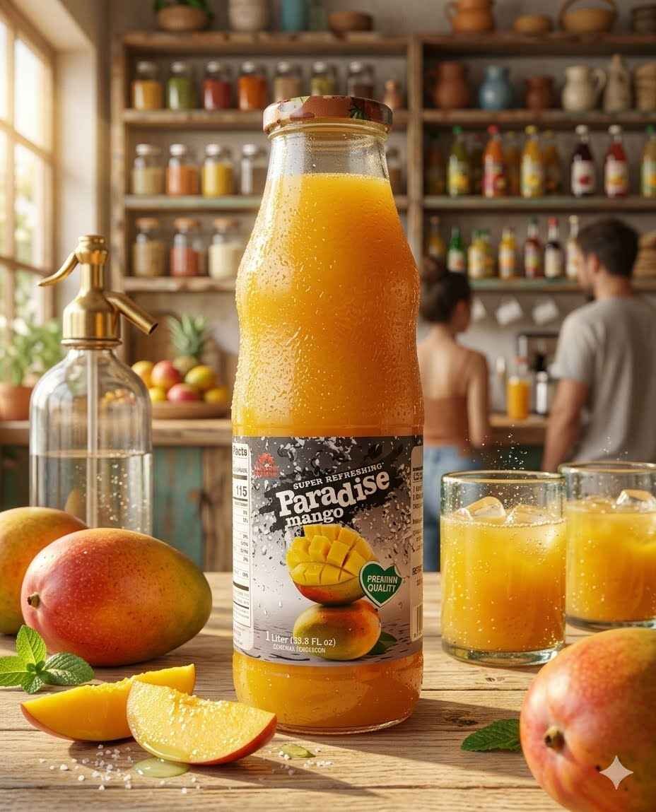 PARADISE MANGO JUICE GLASS BOTTLE 1 LIT X 6 CT