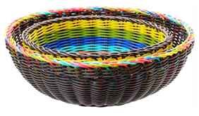 2PC PLASTIC BOWL SET  WICKER LOOK STYLE 16SET/CS