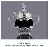 TURKISH GLOSSY BLACK PORCELAIN ROUND SUGAR BOTTLE SILVER  (QTY/CTN 44.00  Pc(s))