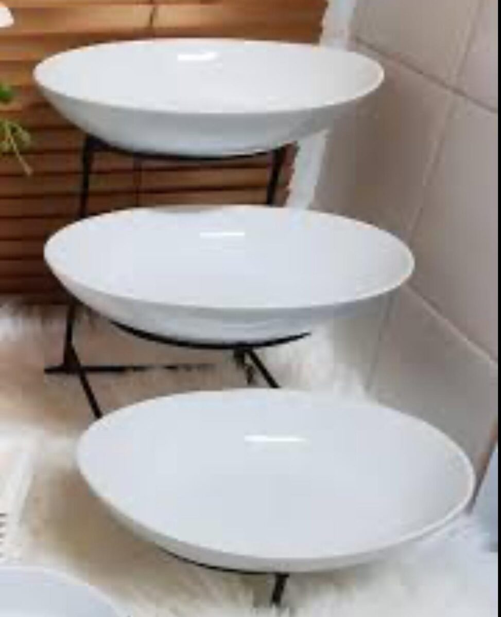 WHITE CERAMIC PLATE  14/12/10 INCH   (QTY/CTN 6.00  SET)