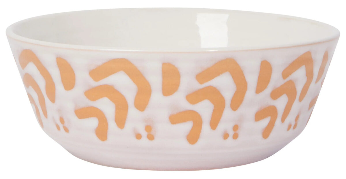 BOWL, 6 IN, CERAMIC, IMPRINT,ECHO, WHITE AND YELLOW