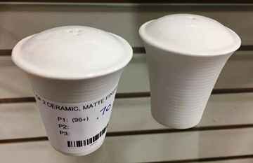 SET OF 2 PORCELAIN; MATTE FINISH; WHITE SALT AND PEPPER SHAKERS (QTY/CTN 5 SET)